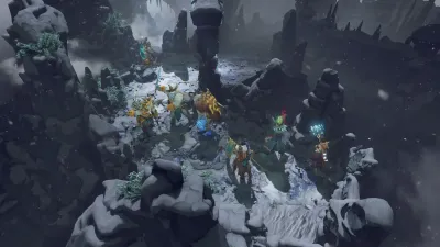 Official digital expedition through snow-covered mountain ruins