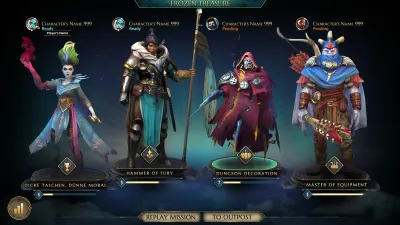 Official digital party selection interface from the developer diary