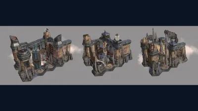 Official outpost building concept showing three upgrade appearances